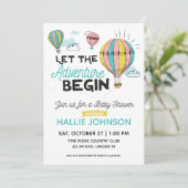 Avontuur Hete Luchtballon Douche Uitnodiging (Staand voorkant)