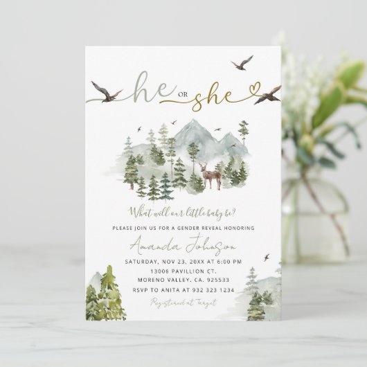 Avontuur Hij of zij Gender Reveal Forest Kaart (Staand voorkant)