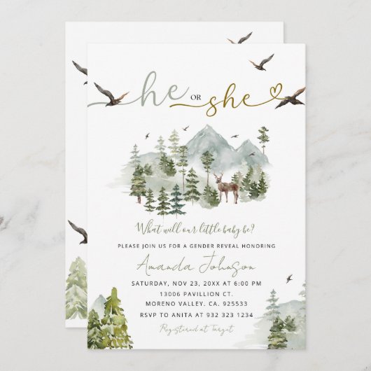 Avontuur Hij of zij Gender Reveal Forest Kaart (Voorkant / Achterkant)