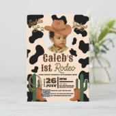 Avontuur in het Westen Wild 1 ONE 1st Rodeo Party Kaart (Staand voorkant)