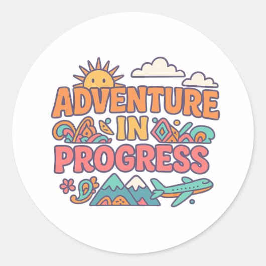 Avontuur in Progress Travel Sticker (Voorkant)