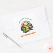 Avontuur is bellen laat gaan kamperen vierkante sticker (Envelop)