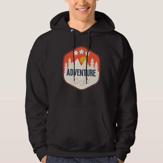 Avontuur is daar buiten, grappige camping hoodie (Voorkant)