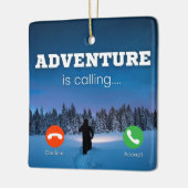 Avontuur is het oproepen van mobiele telefoon sche keramisch ornament (Links)