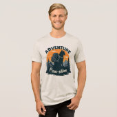 Avontuur is Poes-possible Zwarte Kat Wandelaar Rug Tri-Blend Shirt (Voorkant volledig)