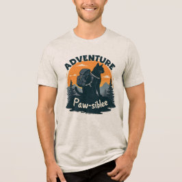 Avontuur is Poes-possible Zwarte Kat Wandelaar Rug Tri-Blend Shirt