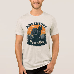Avontuur is Poes-possible Zwarte Kat Wandelaar Rug Tri-Blend Shirt