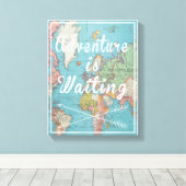 Avontuur is Waiting Wereldkaart Canvas (Insitu (Houten vloer))