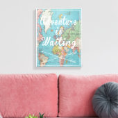 Avontuur is Waiting  Wereldkaart Canvas Afdruk (Insitu (Woonkamer))