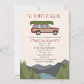 Avontuur Kano Hout Wagon Berg Bruiloft Douche Kaart (Voorkant)