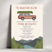 Avontuur Kano Hout Wagon Berg Bruiloft Douche Kaart