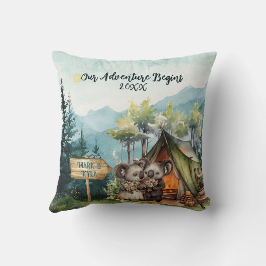 Avontuur Kerst Koppel Pasgetrouwd Personaliseren Kussen (Achterkant)