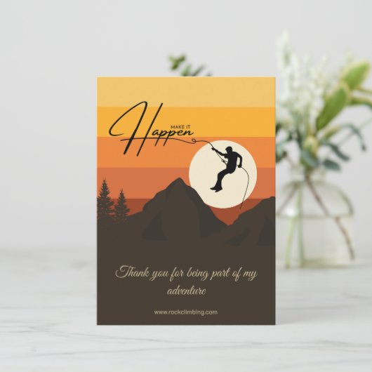 Avontuur klimmen berg zonsondergang dank u kaart (Staand voorkant)