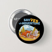 Avontuur, knop van 2¼ inch rond ronde button 5,7 cm (Voorkant /achterkant)