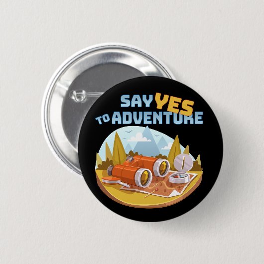 Avontuur, knop van 2¼ inch rond ronde button 5,7 cm (Voorkant /achterkant)