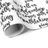 avontuur met adembenemend uitzicht zwart wit cadeaupapier (Rol Hoek)