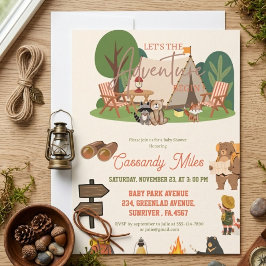 Avontuur met dierentuin in de bossen Baby Shower Kaart