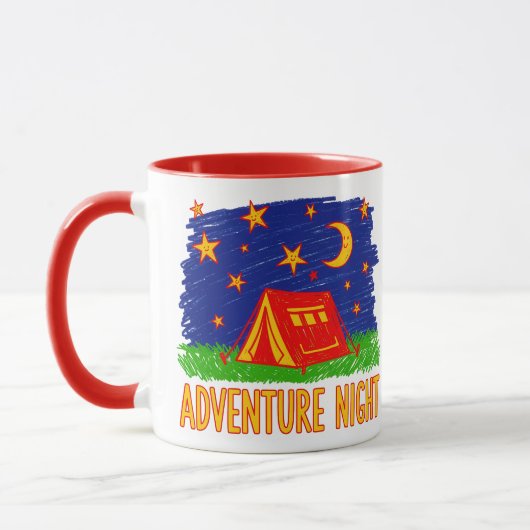 Avontuur Nacht Kampeer Tent Kinderen Tekening Mok (Links)