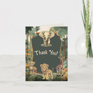 Avontuur Oerwoud Dieren Baby shower Bedankkaart