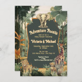 Avontuur Oerwoud Dieren Baby shower Kaart (Voorkant / Achterkant)