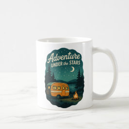 Avontuur onder de sterren Retro kampeer kunst Koffiemok