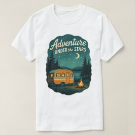 Avontuur onder de sterren Retro kampeer kunst T-shirt