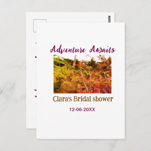 Avontuur op rijstvelden wacht bruidsfeest naam fa briefkaart (Voorkant / Achterkant)