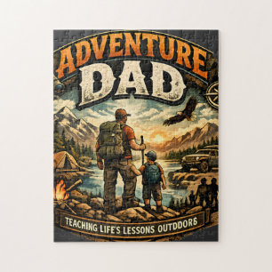 Avontuur Papa T-shirt – Vintage Outdoor Kamperen Legpuzzel