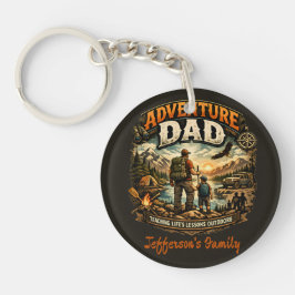 Avontuur Papa T-shirt – Vintage Outdoor Kamperen Sleutelhanger