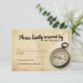  Avontuur Reizen Bruiloft RSVP Kaart (Staand voorkant)