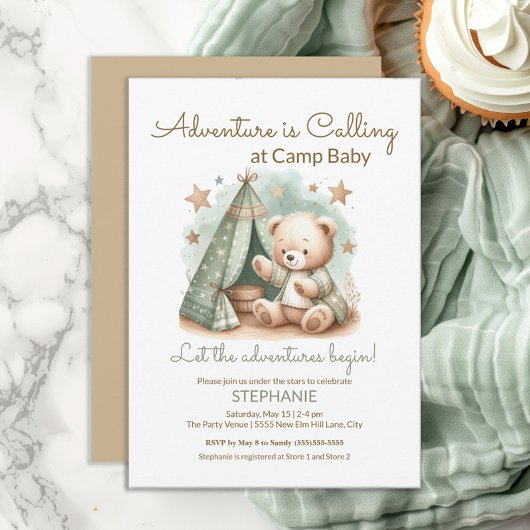Avontuur roept baby shower Camp Kaart