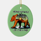Avontuur roept - Beer Kamperen Bos Berg Keramisch Ornament (Rechts)