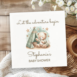 Avontuur roept Teddy Beer Baby Shower Servet