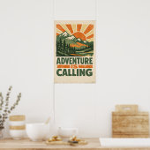Avontuur roept — Vintage bergposter Poster (Keuken)