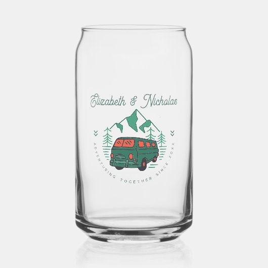 Avontuur samen sinds | Bruiloft Monogram Blikvorm Glas (Voorkant)