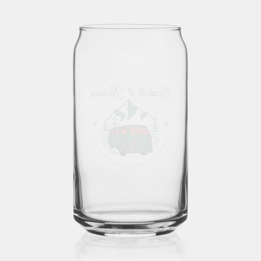 Avontuur samen sinds | Bruiloft Monogram Blikvorm Glas (Achterkant)