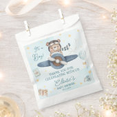 Avontuur Schattige Beer Blauw Vliegtuig Oh Boy Bab Bedankzakje (Geknipt)