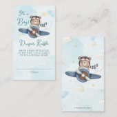 Avontuur Schattige Beer Blue Plane Baby Luier Raff Informatiekaartje (Voorkant / Achterkant)