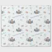 Avontuur Schattigee Luchtvaart Beer Blue Plane Cus Cadeaupapier (Vlak)