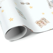 Avontuur Schattigee Luchtvaart Beer Blue Plane Cus Cadeaupapier (Rol Hoek)