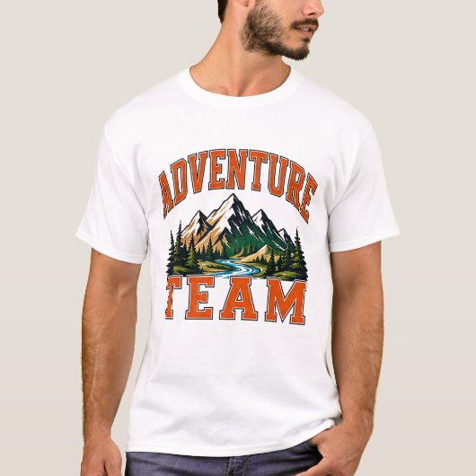 🏔️ Avontuur Team Personeel Typografie 👕 T-shirt (Voorkant)