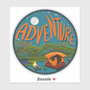 Avontuur Tent Kamperen Bergen Vinyl Sticker