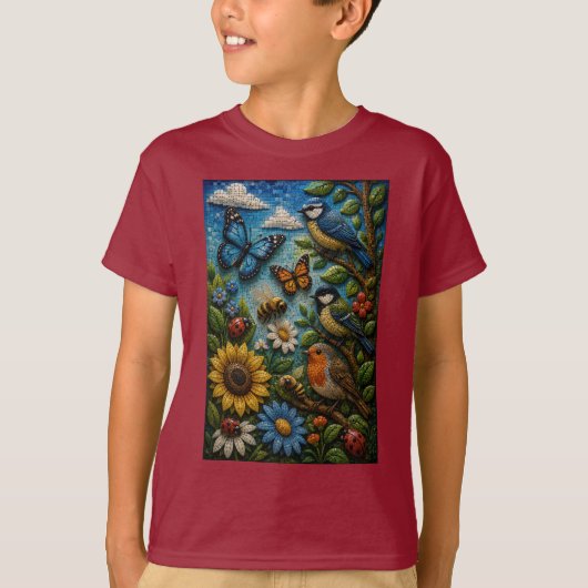 Avontuur Tuin 3D Mozaïek T-Shirt (Voorkant)