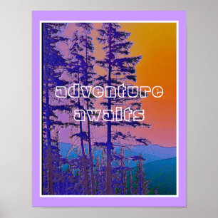 avontuur van de bergscène wacht op tekstcitaat poster