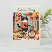 Avontuur van het herfstkatje bedankkaart (Staand voorkant)