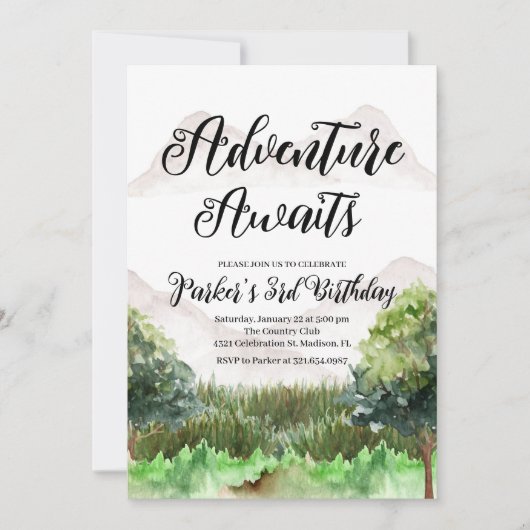 Avontuur Verjaardag, Camping, Berg Kaart (Voorkant)