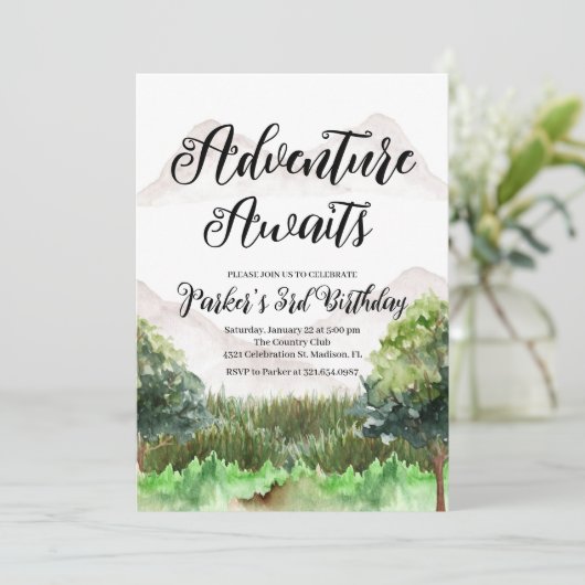 Avontuur Verjaardag, Camping, Berg Kaart (Staand voorkant)