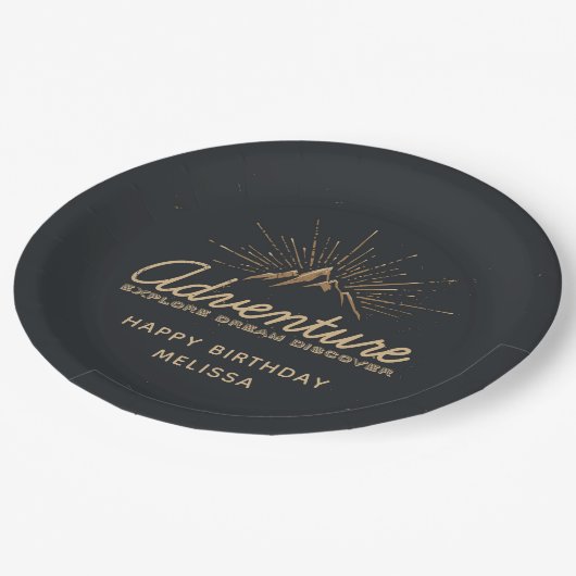 Avontuur Verkennen Droom Ontdek Verjaardag Papieren Bordje (Gekanteld)