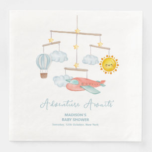 Avontuur Vliegtuig Heet Luchtballon Baby Shower Servet