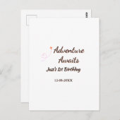 Avontuur wacht 1e verjaardag naam datum planeretro briefkaart (Voorkant / Achterkant)